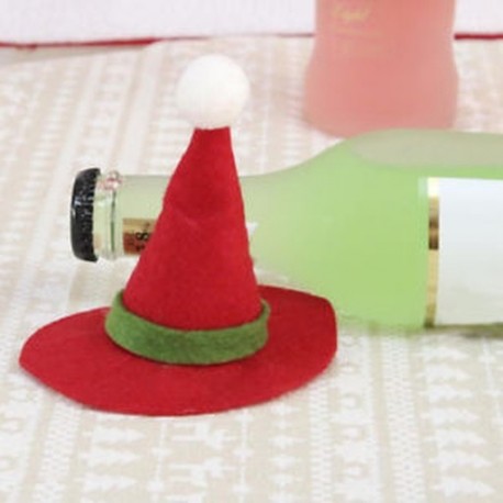 * 5 Mini Hat Piros borosüveg fedél táskák hóember Mikulás karácsonyi dekoráció Xmas dekoráció
