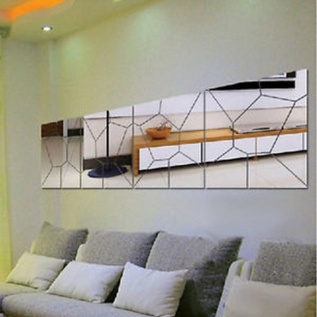 * 1 7Pcs Moire minta Tükör Decal Art Mural fal matricák Otthon szoba DIY dekoráció dekoráció eltávolítható