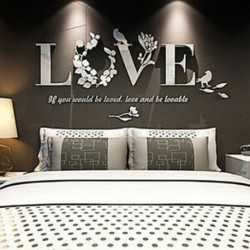* 10 White Leave Love Tükör Decal Art Mural fal matricák Otthon szoba DIY dekoráció dekoráció eltávolítható