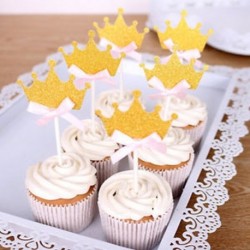 24db Arany színű korona alakú tortadísz muffin - tortadísz szülinapra - babaváróra - különleges alkalmakra