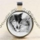 Vintage ékszer Wolf fotó Cabochon üveg medál tibeti ezüst lánc nyaklánc