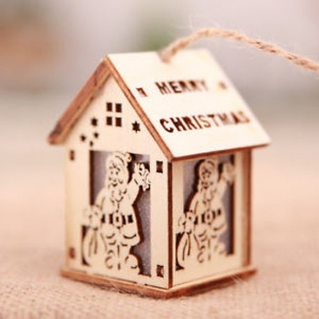 Kis Mikulás Karácsonyi Led könnyű fa ház aranyos karácsonyi fa lóg díszek Holiday Decor