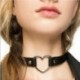 Fekete Női kedvenc punk gót bőr szegecs szív gyűrű nyakörv choker funky nyaklánc