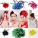 Rózsavörös Menyasszonyi virág tollas gyöngy hajcsavarok Fascinator Hairband bross Pin Esküvői JP