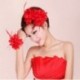 Rózsavörös Menyasszonyi virág tollas gyöngy hajcsavarok Fascinator Hairband bross Pin Esküvői JP