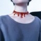 Vér piros Stitch Choker nyaklánc Halloween Party ruha Ball Punk Rock Deathrock