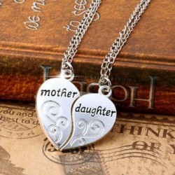 Női 2PCS Silver Charm Anya lánya virág lánc medál nyaklánc GIFT JP