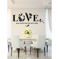 * 1 Fekete Hot Removable 3D Leaf LOVE fali matrica stílusos művészeti vinil matricák hálószoba dekoráció