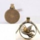 Vintage Steampunk sárkány fotó Cabochon üveg bronz medál nyaklánc ékszer
