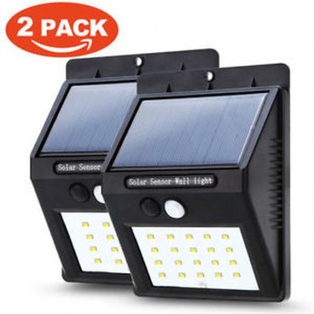 2 db 20 LED-es napelemes érzékelő Vízálló napenergia 20 LED PIR mozgásérzékelő fali fény Kültéri kerti lámpa