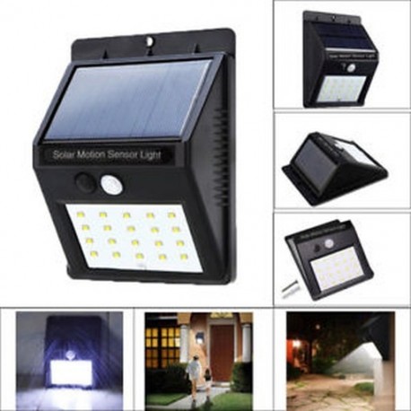 1 Pack-20 LED Vízálló LED Solar Power PIR mozgásérzékelő fali fény szabadtéri kert udvari lámpa