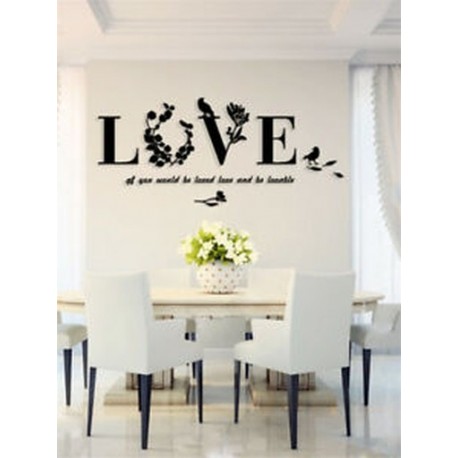 * 1 Fekete Divat eltávolítható 3D Art Leaf LOVE fali matrica Vinyl matricák hálószoba dekoráció matrica
