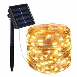 Meleg fehér DIY Solar Powered 10m 100 LED réz drót könnyű húr tündér otthoni kert dekoráció