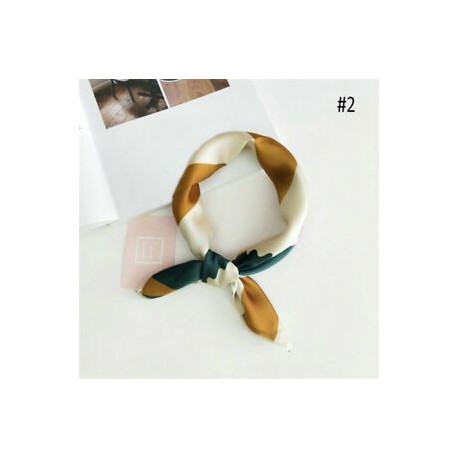 * 2 Női divat tér selyem érzi szatén sál vékony retro fej-nyak haj Tie Band