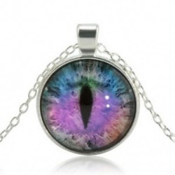Lila   ezüst Vintage Retro Punk Cabochon üveg medál ezüst bronz lánc nyaklánc ékszer