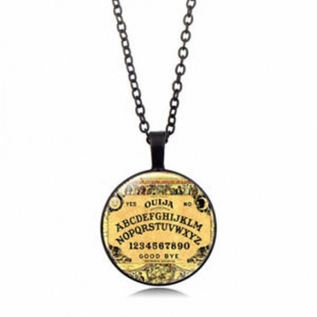 Fekete Halloween jelmez Ouija tábla nyaklánc medál lánc üveg Cabochon Charm JP