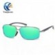 Ezüst keret   zöld lencse Unisex polarizált Retro UV400 tükör napszemüveg kültéri sport vezetési szemüveg jp