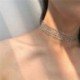 * 1 Ezüst A koreai szexi gyöngyszemcsont lándzsa láthatatlan Choker női lánc nyaklánc ékszer