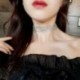 * 1 Ezüst A koreai szexi gyöngyszemcsont lándzsa láthatatlan Choker női lánc nyaklánc ékszer
