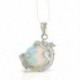 Sea Opal Retro természetes drágakő kristály hatszögletű sárkány kő ezüst medál nyaklánc