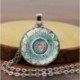 Virág fotó Cabochon üveg tibeti ezüst lánc kerek medál nyaklánc Jewerly
