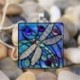 BLUE DRAGONFLY tavaszi kert rovarüveg csempe medál ezüst nyaklánc ékszer
