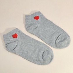szürke Női alkalmi aranyos szív alacsony vágott boka magas rövid puha pamut zokni Fashion Lady