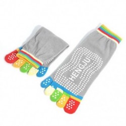 Szürke 2 1Pair női pamut 5-toe színes jóga edzőterem nem csúszós masszázs toe zokni Full Grip