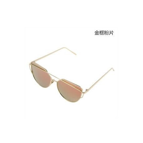 N-Gold   Pink Női lapos lencse tükrözött keret szemüveg fém túlméretezett macska szem UV400 napszemüveg