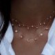Divat nők csillag Hold függő többrétegű arany lánc choker nyaklánc ékszer