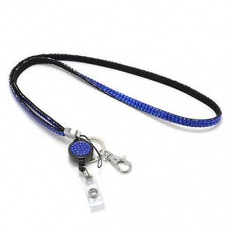 Mélykék Nyak strasszos visszahúzható pánt tekercs azonosító jelvény lanyard telefon kulcskártya tartó