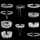 10PCS fehér virág csipke bársony choker nyaklánc Vintage lánc ékszer szett