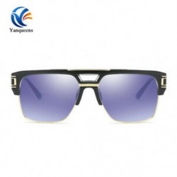 Fekete keret   lila lencse Férfi napszemüveg fényvisszaverő nők túlméretezett négyzet alakú keret szemüveg 100% UV400