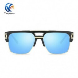 Fekete keret   kék lencse Unisex napszemüveg fényvisszaverő túlméretezett négyzet alakú keret szemüveg 100% UV400