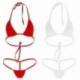 Piros Szexi női fehérnemű Micro Thong fehérnemű G-String Bra Mini Bikini fürdőruha