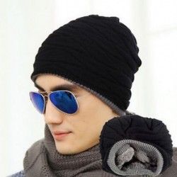 Fekete Retro férfi nők téli meleg gyapjú horgolt Kötött sapka Plicate Baggy Beanie kalap koponya