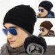 Sötétkék Retro férfi nők téli meleg gyapjú horgolt Kötött sapka Plicate Baggy Beanie kalap koponya