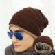 Sötétkék Retro férfi nők téli meleg gyapjú horgolt Kötött sapka Plicate Baggy Beanie kalap koponya