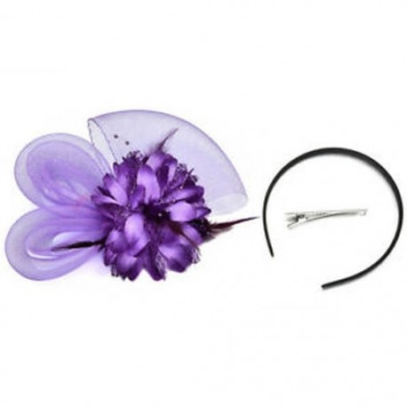 Lila Női Fascinator Feather Esküvői Party Pillbox Hat divat fejpánt Clip fátyol