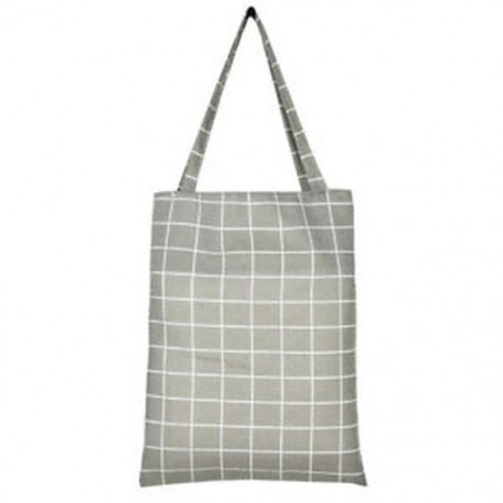 Szürke Plaid Vászon Bevásárló táska Váll Tote Satchel Square Csillag táskák Eco Messenger Bag