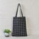 Szürke Plaid Vászon Bevásárló táska Váll Tote Satchel Square Csillag táskák Eco Messenger Bag