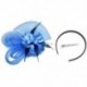 Mélykék Női divat Fascinator Toll Esküvői Party Pillbox Hat fejpánt Clip Fátyol