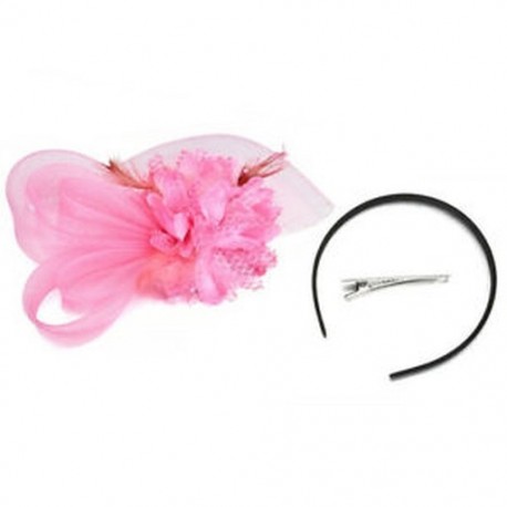 Rózsaszín Női Fascinator Feather Esküvői Party Pillbox Hat fejpánt Clip Fátyol Új