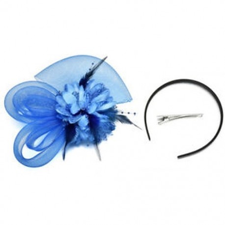 Mélykék Női Fascinator Feather Esküvői Party Pillbox Hat fejpánt Clip Fátyol Új