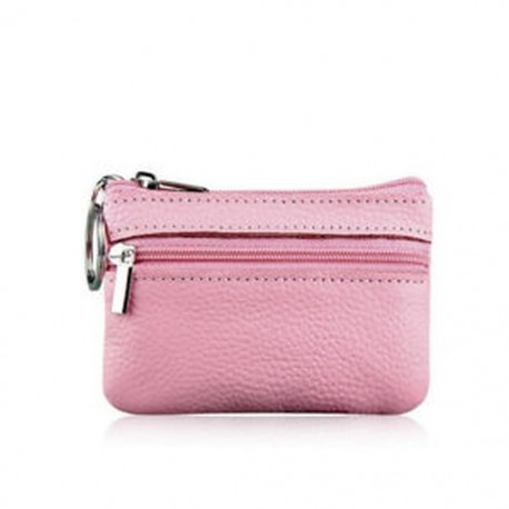Rózsaszín Női bőr mini érme változás erszényes pénztárca tengelykapcsoló cipzár kis Unisex puha táska