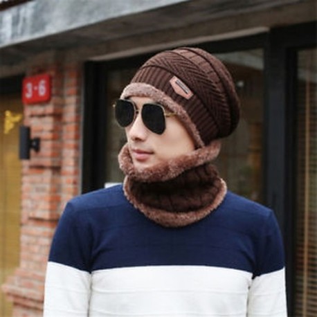 Kávé Unisex férfiak kemping kalap téli meleg beanie baggy gyapjú sál kendő Fleece vonal