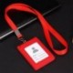Piros Bőr Pocket Pénztárca Üzleti azonosító jelvénykártya Hitelkártya tartó Neck Strap Lanyard