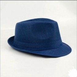 Sötétkék Forró férfiak nők nyári strand Trilby Fedora szalma Panama gengszter sapka Sun Jazz Hat