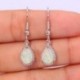 * 11 (3X1cm) 925 Ezüst Fehér Topáz Holdkő Fül Hook Hoop Dangle Fülbevaló Női Ékszer Ajándék