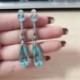 * 11 (3X1cm) 925 Ezüst Fehér Topáz Holdkő Fül Hook Hoop Dangle Fülbevaló Női Ékszer Ajándék